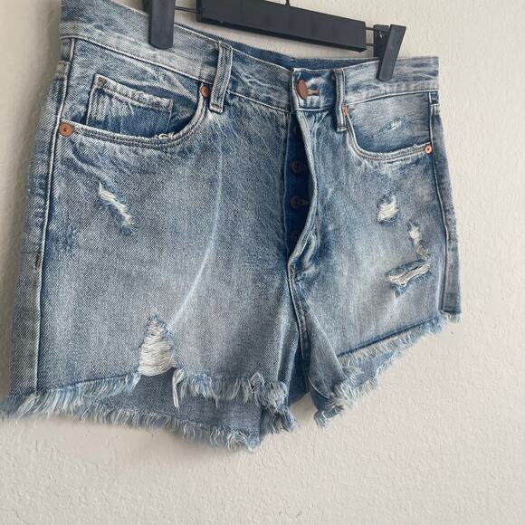 BlankNYC Women's High-Rise Distressed Denim Shorts Blue - Size 29 - Picture 2 of 5